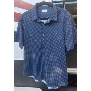 Men's INFINITY Blue White Patterned Casual Button Down Shirt L. New without tags